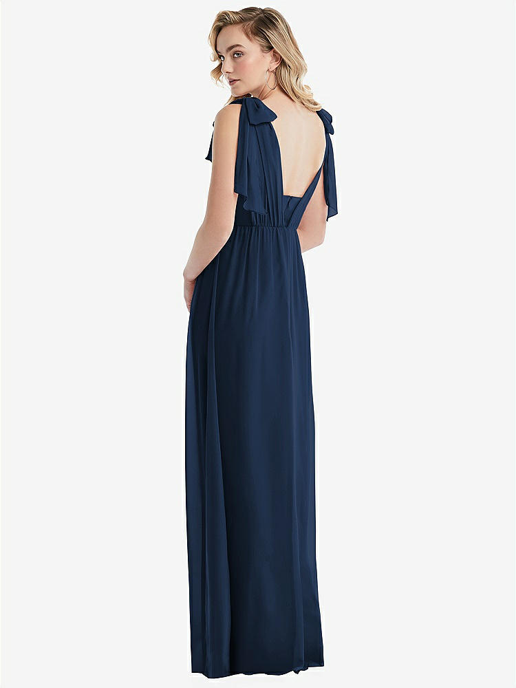 【STYLE: TH095】Empire Waist Shirred Skirt Convertible Sash Tie Maxi Dress【COLOR: Midnight Navy】