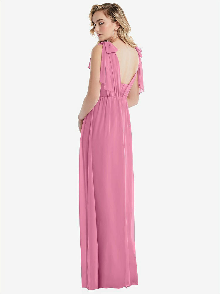 【NEW】【STYLE: TH095】エンパイア ウエスト シャイレッド スカート コンバーチブル サッシ ネクタイ マキシ ドレス【COLOR: Orchid Pink】【SIZE: 00-30W】