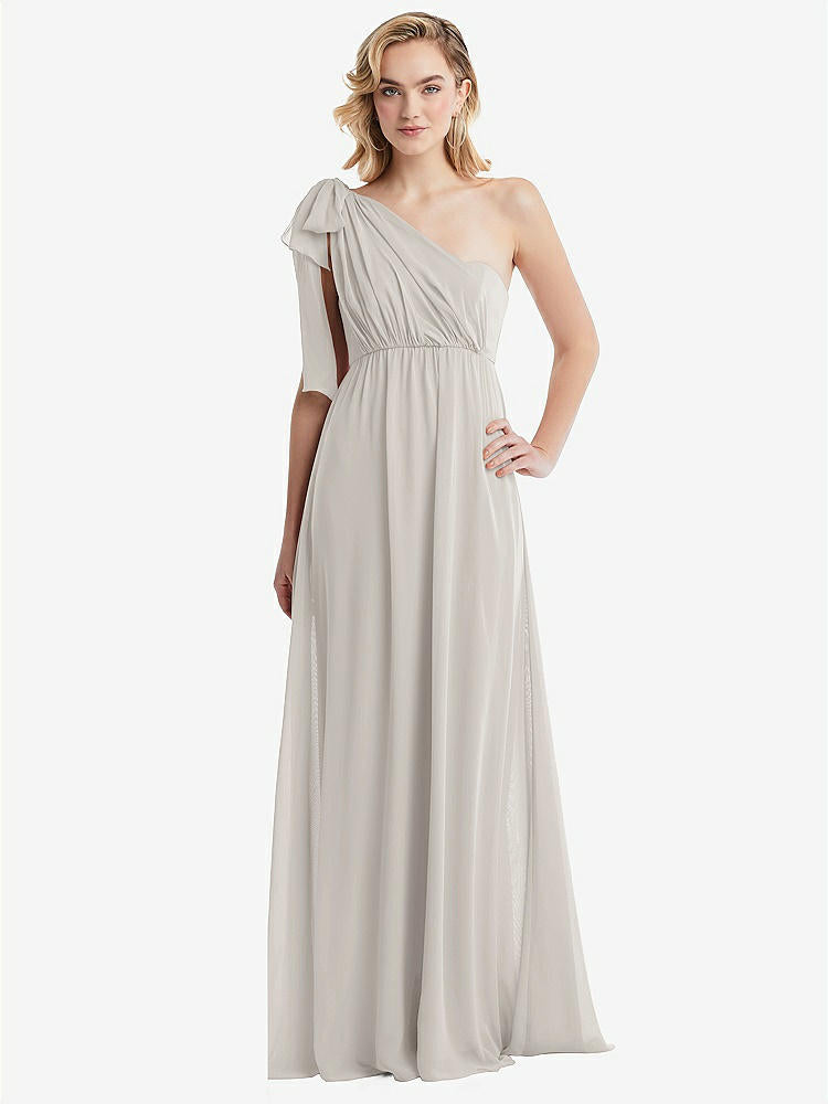 【NEW】【STYLE: TH095】エンパイア ウエスト シャイレッド スカート コンバーチブル サッシ ネクタイ マキシ ドレス【COLOR: Oyster】【SIZE: 00-30W】