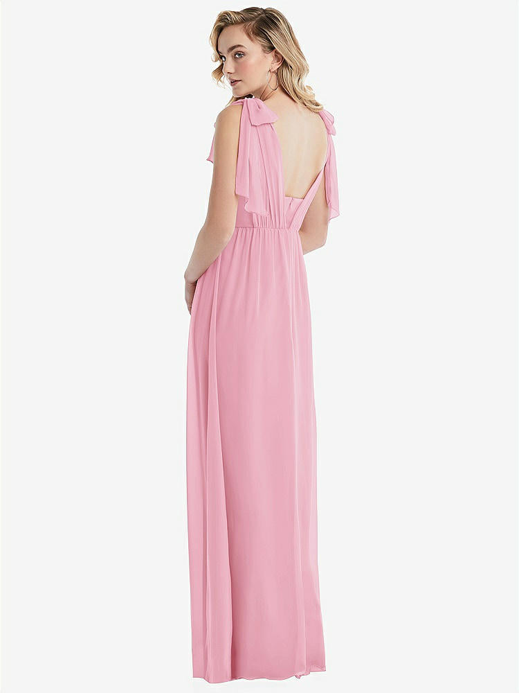 【NEW】【STYLE: TH095】エンパイア ウエスト シャイレッド スカート コンバーチブル サッシ ネクタイ マキシ ドレス【COLOR: Peony Pink】【SIZE: 00-30W】