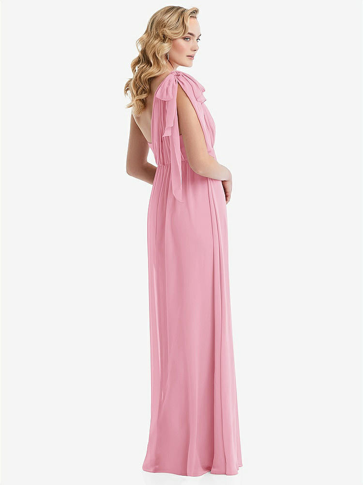 【NEW】【STYLE: TH095】エンパイア ウエスト シャイレッド スカート コンバーチブル サッシ ネクタイ マキシ ドレス【COLOR: Peony Pink】【SIZE: 00-30W】