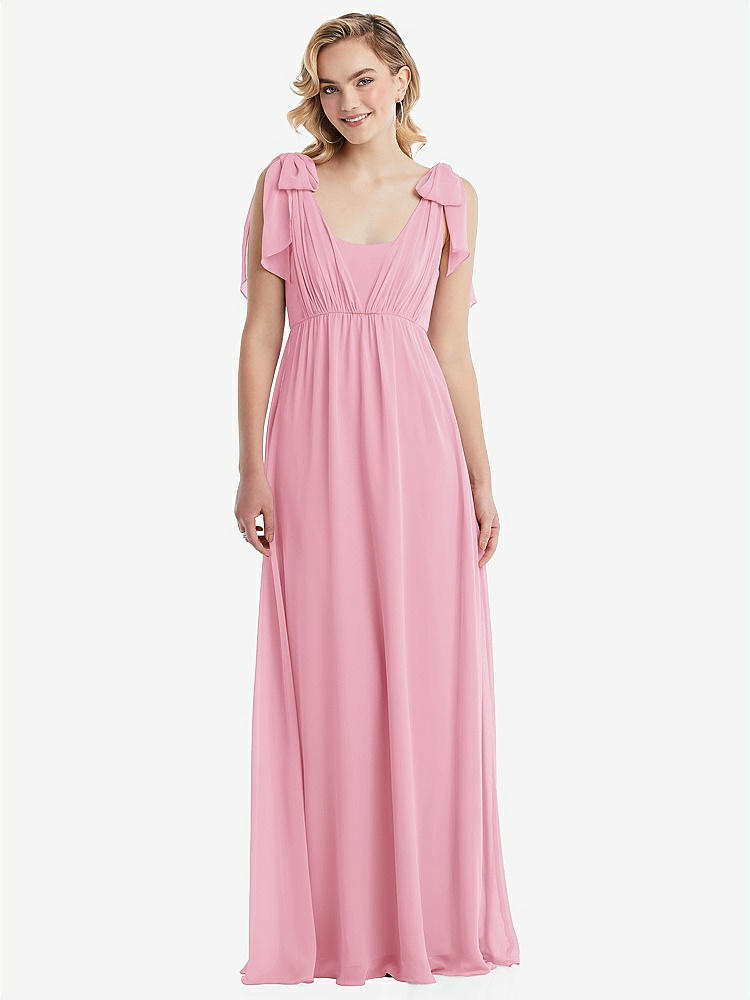 【NEW】【STYLE: TH095】エンパイア ウエスト シャイレッド スカート コンバーチブル サッシ ネクタイ マキシ ドレス【COLOR: Peony Pink】【SIZE: 00-30W】