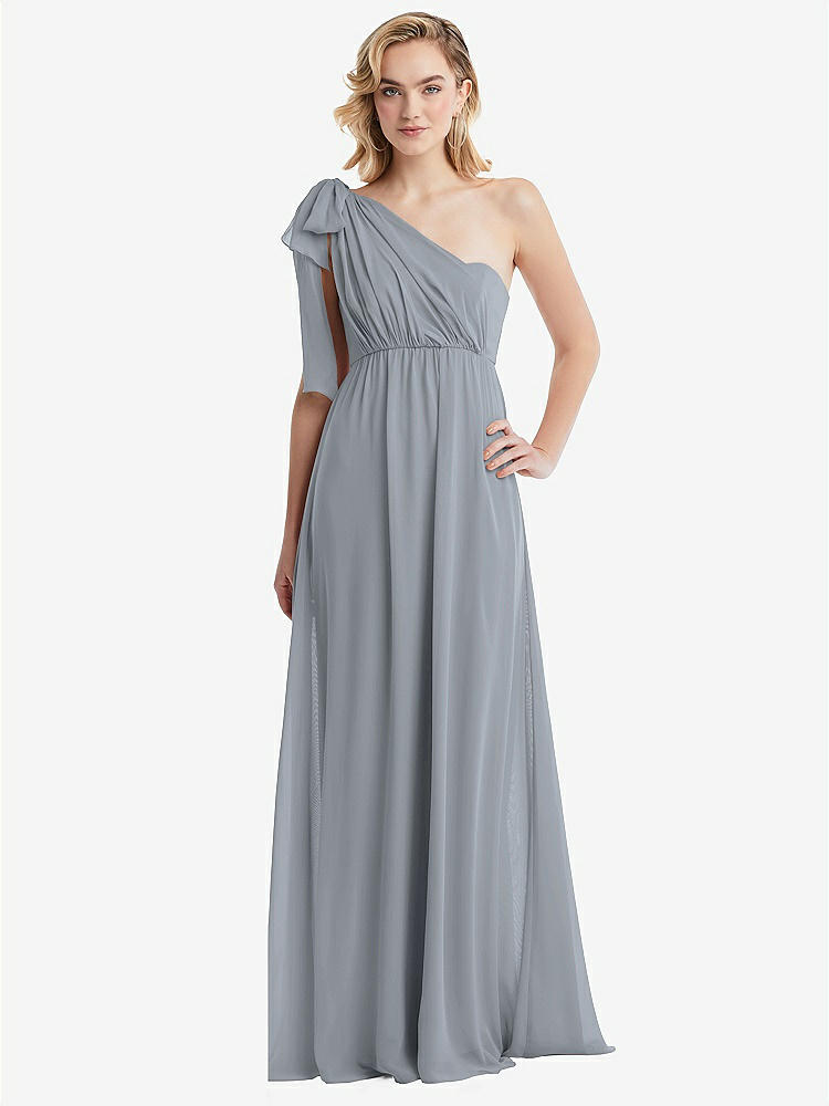 【NEW】【STYLE: TH095】エンパイア ウエスト シャイレッド スカート コンバーチブル サッシ ネクタイ マキシ ドレス【COLOR: Platinum】【SIZE: 00-30W】