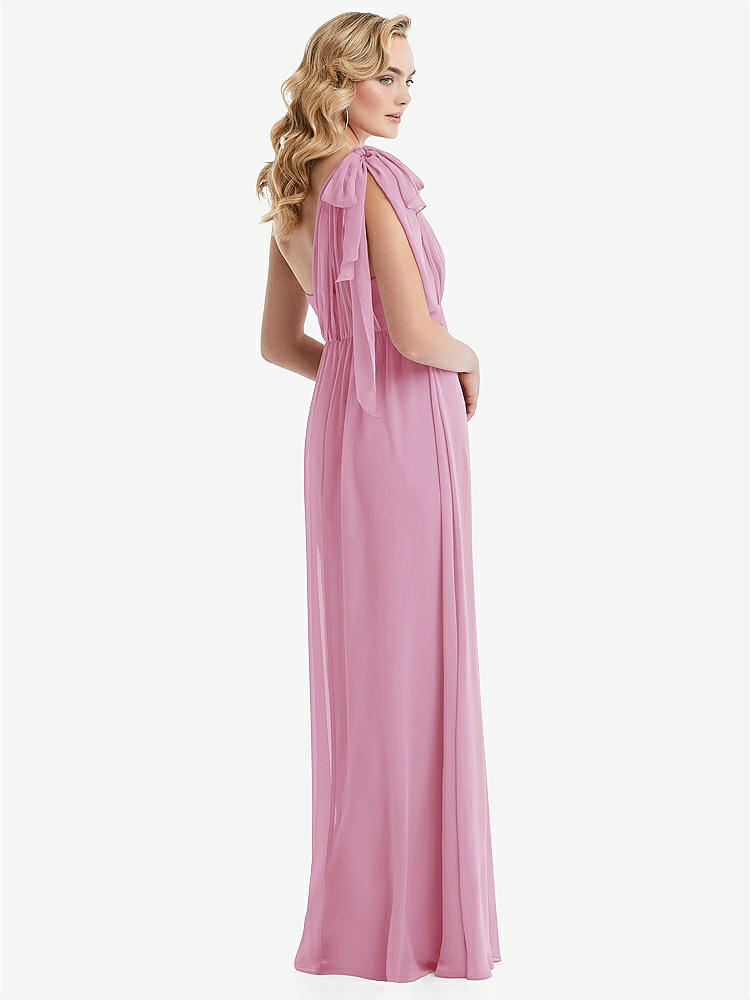 【NEW】【STYLE: TH095】エンパイア ウエスト シャイレッド スカート コンバーチブル サッシ ネクタイ マキシ ドレス【COLOR: Powder Pink】【SIZE: 00-30W】