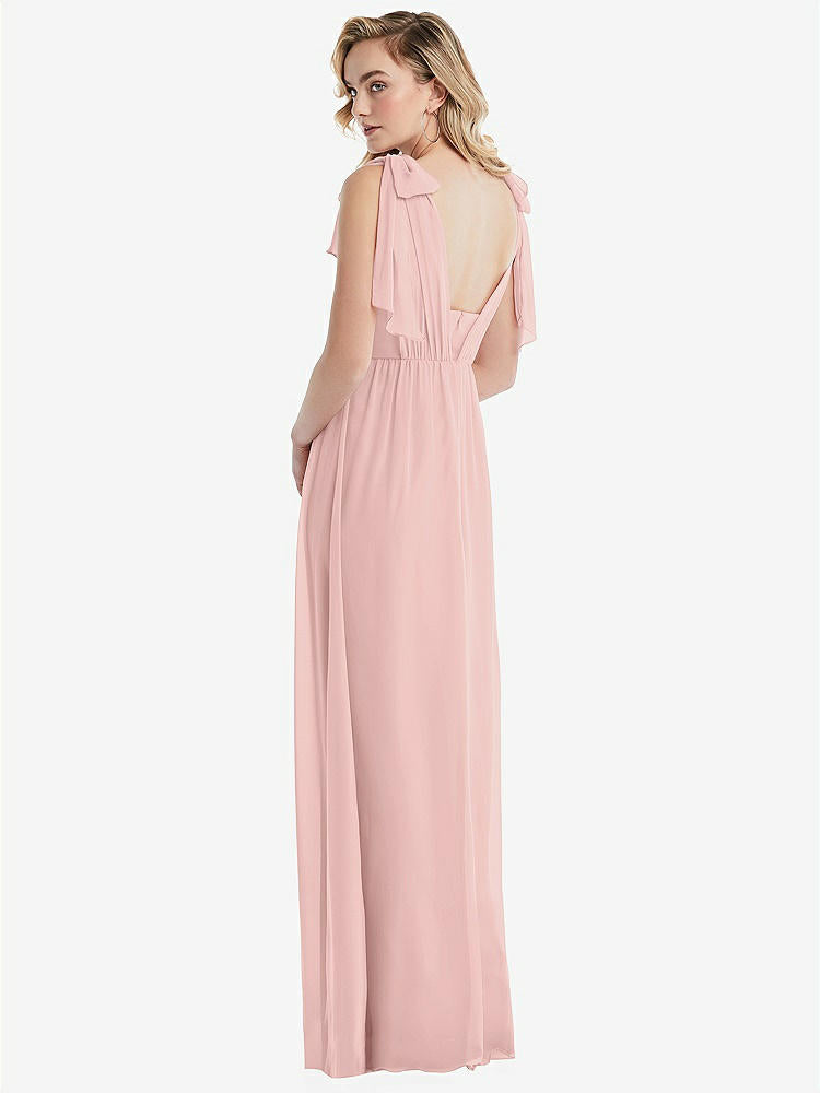 【NEW】【STYLE: TH095】エンパイア ウエスト シャイレッド スカート コンバーチブル サッシ ネクタイ マキシ ドレス【COLOR: Rose - PANTONE Rose Quartz】【SIZE: 00-30W】