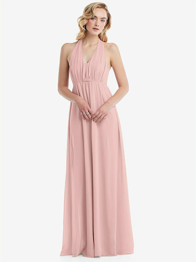 【NEW】【STYLE: TH095】エンパイア ウエスト シャイレッド スカート コンバーチブル サッシ ネクタイ マキシ ドレス【COLOR: Rose - PANTONE Rose Quartz】【SIZE: 00-30W】