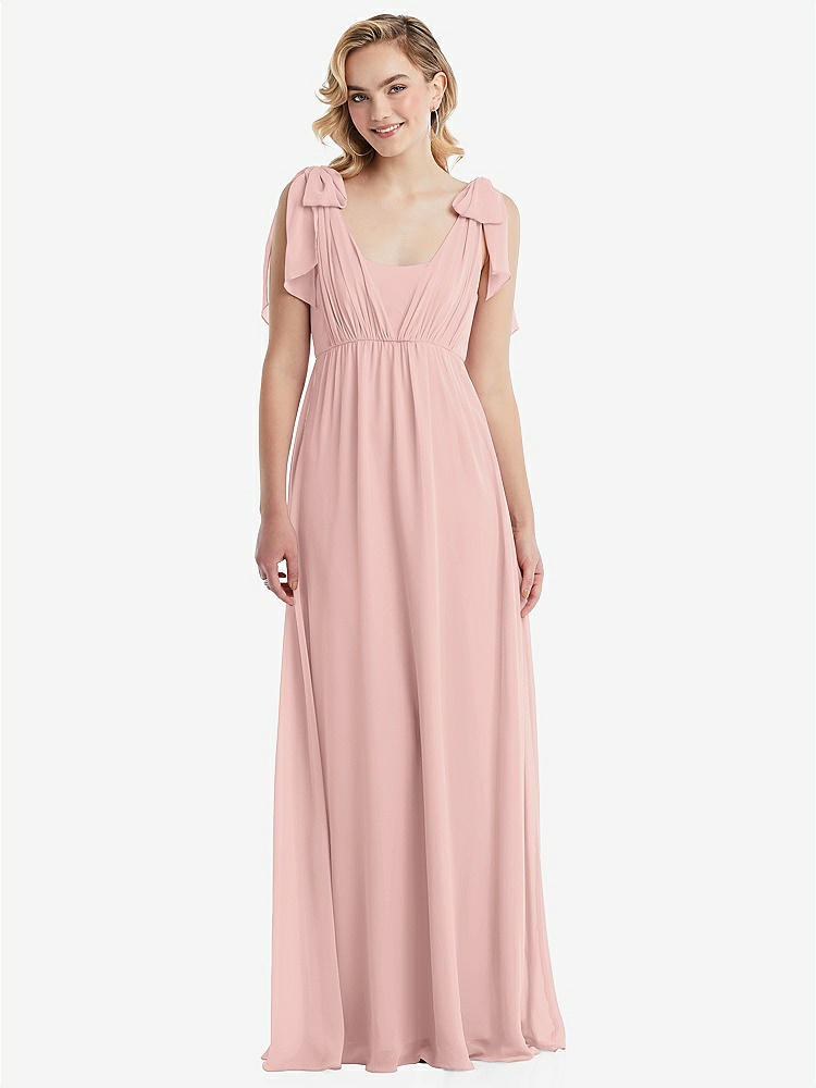 【NEW】【STYLE: TH095】エンパイア ウエスト シャイレッド スカート コンバーチブル サッシ ネクタイ マキシ ドレス【COLOR: Rose - PANTONE Rose Quartz】【SIZE: 00-30W】