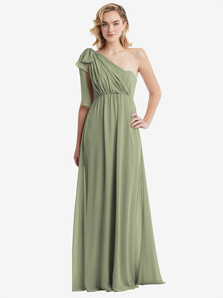 【STYLE: TH095】Empire Waist Shirred Skirt Convertible Sash Tie Maxi Dress【COLOR: Sage】
