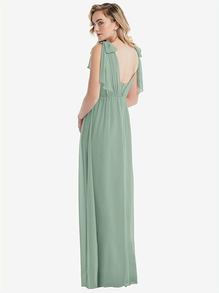 【NEW】【STYLE: TH095】エンパイア ウエスト シャイレッド スカート コンバーチブル サッシ ネクタイ マキシ ドレス【COLOR: Seagrass】【SIZE: 00-30W】