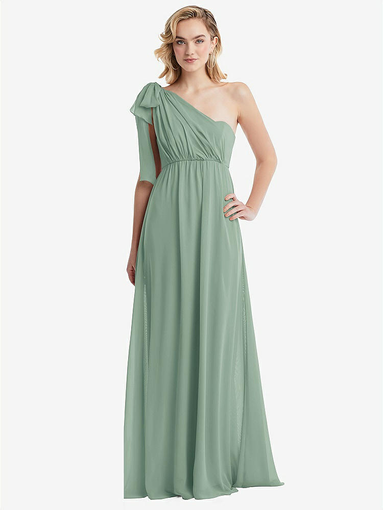 【NEW】【STYLE: TH095】エンパイア ウエスト シャイレッド スカート コンバーチブル サッシ ネクタイ マキシ ドレス【COLOR: Seagrass】【SIZE: 00-30W】