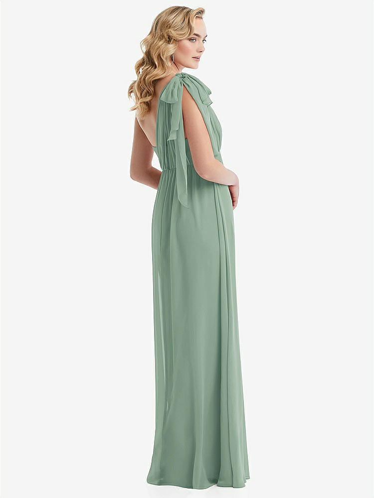 【NEW】【STYLE: TH095】エンパイア ウエスト シャイレッド スカート コンバーチブル サッシ ネクタイ マキシ ドレス【COLOR: Seagrass】【SIZE: 00-30W】