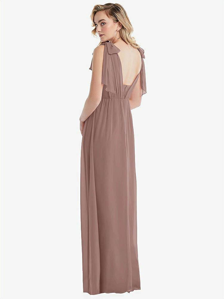 【NEW】【STYLE: TH095】エンパイア ウエスト シャイレッド スカート コンバーチブル サッシ ネクタイ マキシ ドレス【COLOR: Sienna】【SIZE: 00-30W】