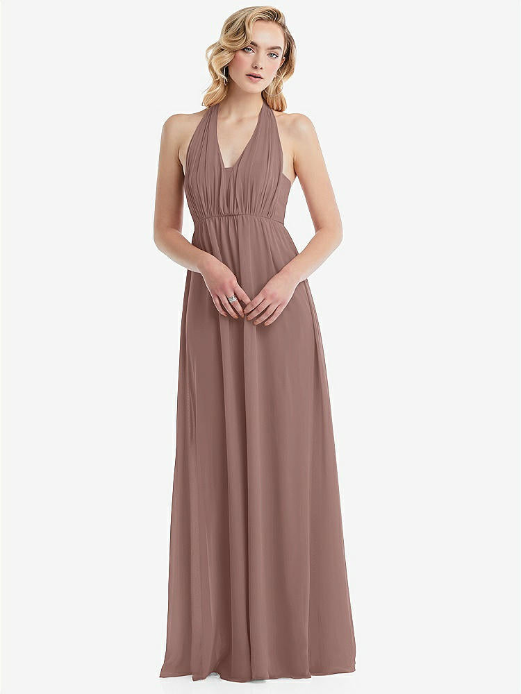 【NEW】【STYLE: TH095】エンパイア ウエスト シャイレッド スカート コンバーチブル サッシ ネクタイ マキシ ドレス【COLOR: Sienna】【SIZE: 00-30W】