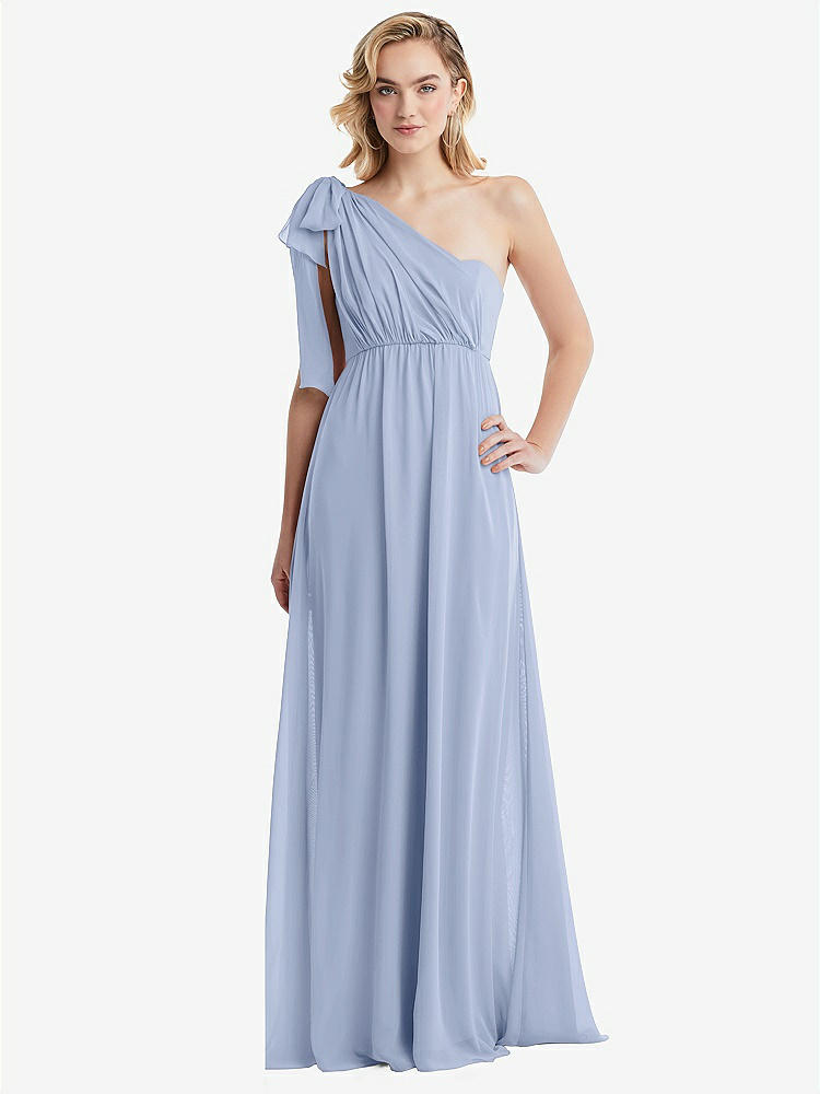 【NEW】【STYLE: TH095】エンパイア ウエスト シャイレッド スカート コンバーチブル サッシ ネクタイ マキシ ドレス【COLOR: Sky Blue】【SIZE: 00-30W】