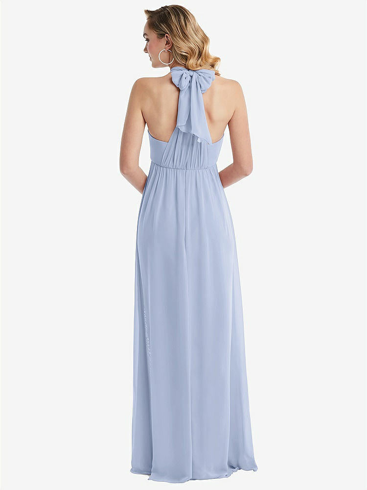 【NEW】【STYLE: TH095】エンパイア ウエスト シャイレッド スカート コンバーチブル サッシ ネクタイ マキシ ドレス【COLOR: Sky Blue】【SIZE: 00-30W】