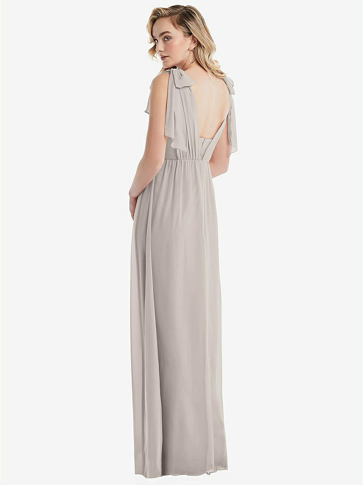 【NEW】【STYLE: TH095】エンパイア ウエスト シャイレッド スカート コンバーチブル サッシ ネクタイ マキシ ドレス【COLOR: Taupe】【SIZE: 00-30W】