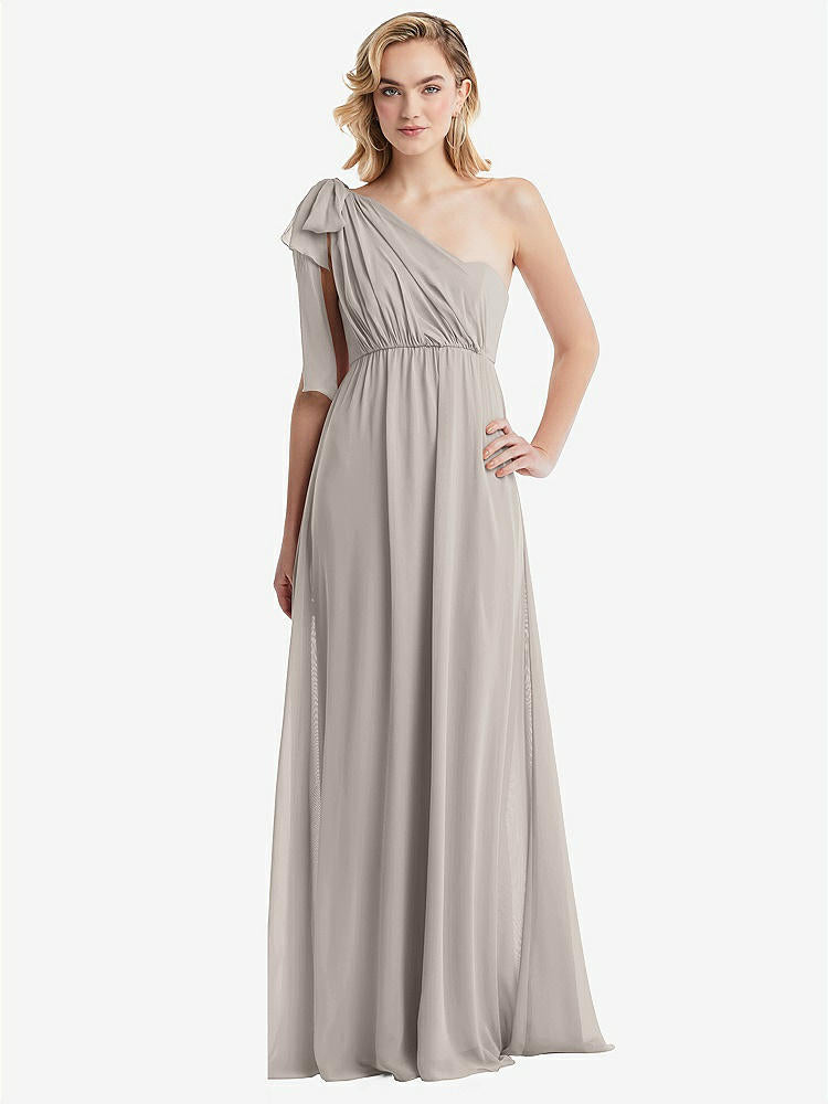 【NEW】【STYLE: TH095】エンパイア ウエスト シャイレッド スカート コンバーチブル サッシ ネクタイ マキシ ドレス【COLOR: Taupe】【SIZE: 00-30W】
