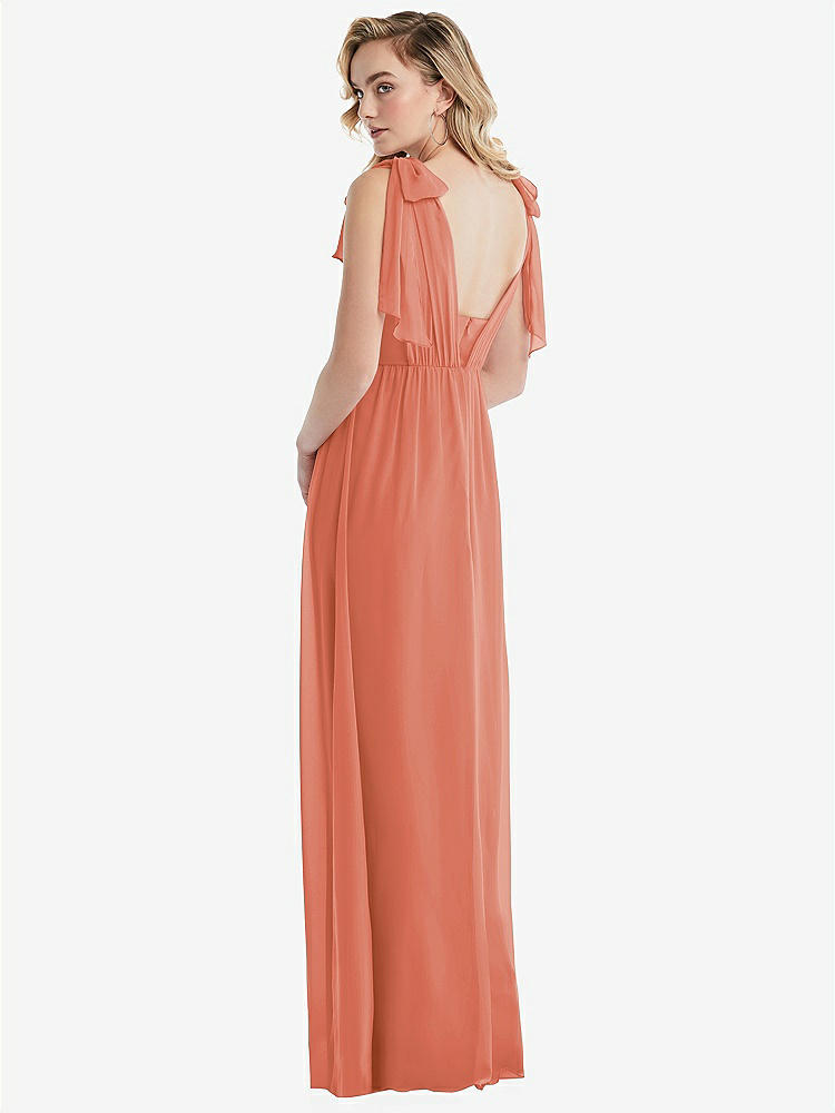 【NEW】【STYLE: TH095】エンパイア ウエスト シャイレッド スカート コンバーチブル サッシ ネクタイ マキシ ドレス【COLOR: Terracotta Copper】【SIZE: 00-30W】