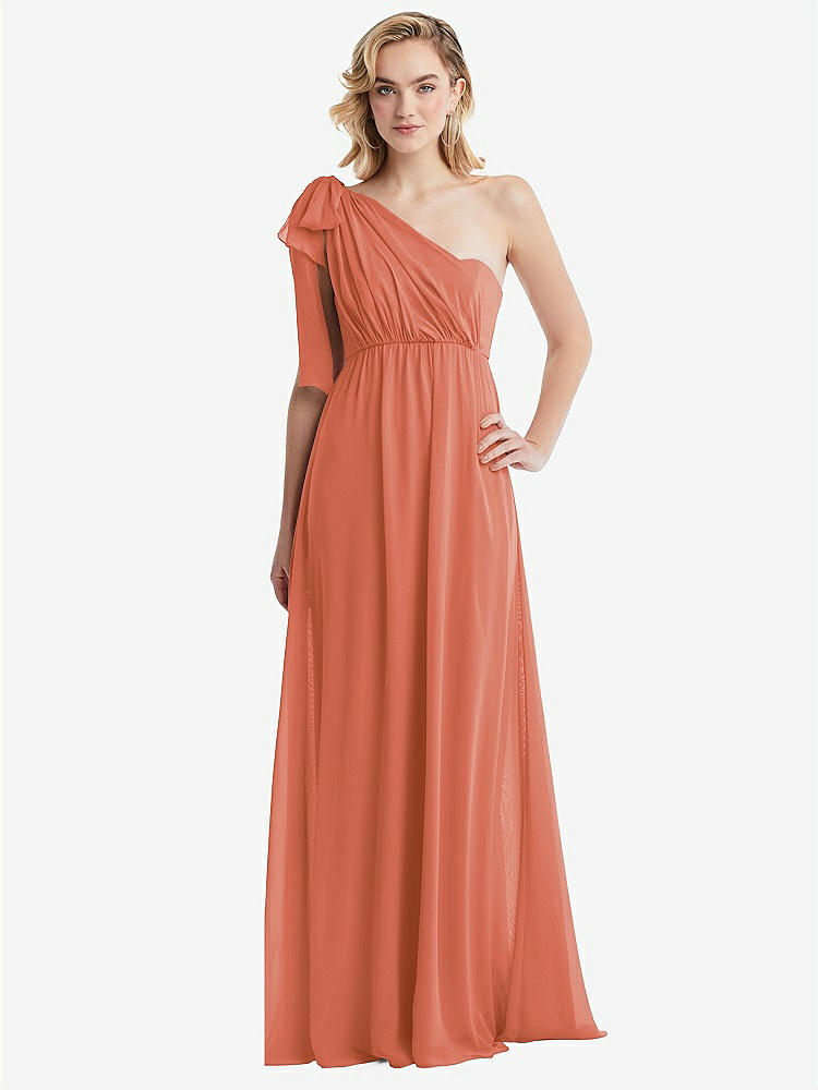 【NEW】【STYLE: TH095】エンパイア ウエスト シャイレッド スカート コンバーチブル サッシ ネクタイ マキシ ドレス【COLOR: Terracotta Copper】【SIZE: 00-30W】