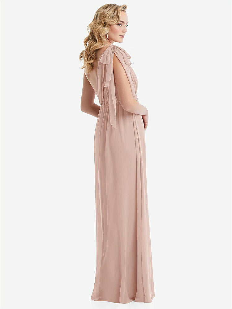 【STYLE: TH095】Empire Waist Shirred Skirt Convertible Sash Tie Maxi Dress【COLOR: Toasted Sugar】