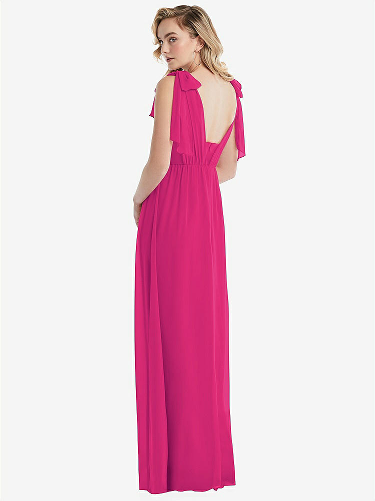 【NEW】【STYLE: TH095】エンパイア ウエスト シャイレッド スカート コンバーチブル サッシ ネクタイ マキシ ドレス【COLOR: Think Pink】【SIZE: 00-30W】