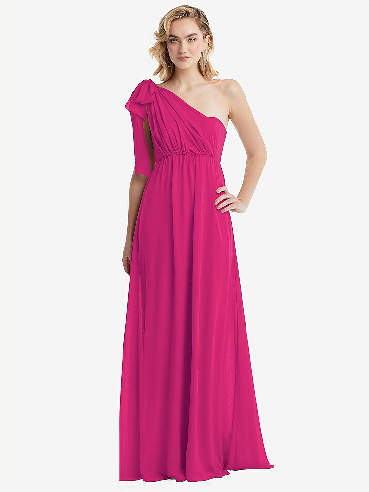 【NEW】【STYLE: TH095】エンパイア ウエスト シャイレッド スカート コンバーチブル サッシ ネクタイ マキシ ドレス【COLOR: Think Pink】【SIZE: 00-30W】