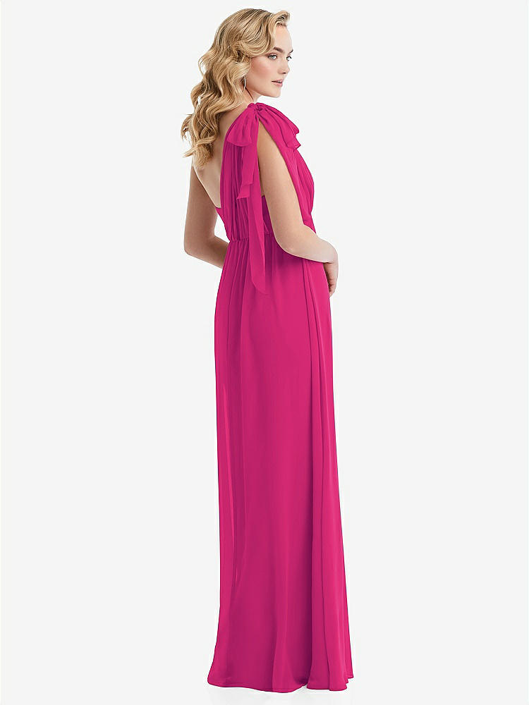 【NEW】【STYLE: TH095】エンパイア ウエスト シャイレッド スカート コンバーチブル サッシ ネクタイ マキシ ドレス【COLOR: Think Pink】【SIZE: 00-30W】