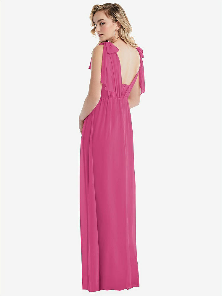 【NEW】【STYLE: TH095】エンパイア ウエスト シャイレッド スカート コンバーチブル サッシ ネクタイ マキシ ドレス【COLOR: Tea Rose】【SIZE: 00-30W】