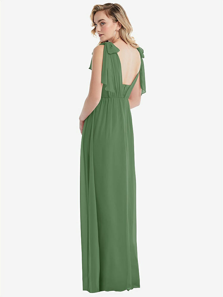 【STYLE: TH095】Empire Waist Shirred Skirt Convertible Sash Tie Maxi Dress【COLOR: Vineyard Green】