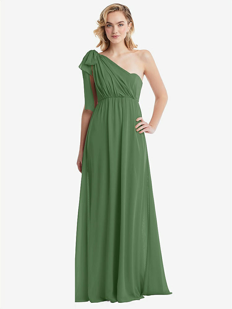 【STYLE: TH095】Empire Waist Shirred Skirt Convertible Sash Tie Maxi Dress【COLOR: Vineyard Green】