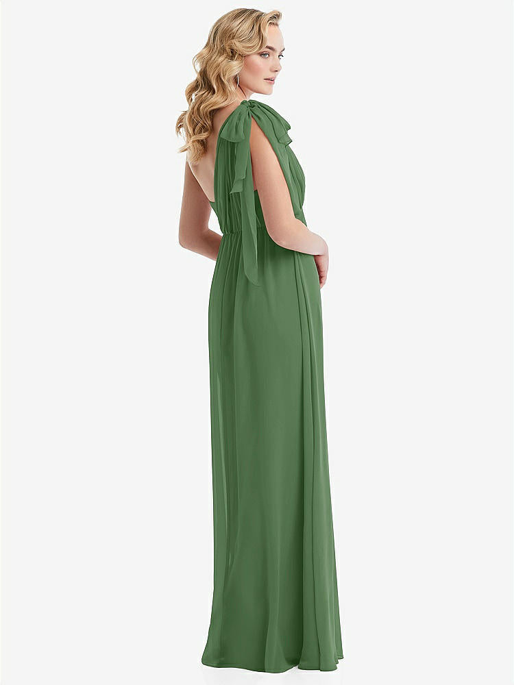 【STYLE: TH095】Empire Waist Shirred Skirt Convertible Sash Tie Maxi Dress【COLOR: Vineyard Green】