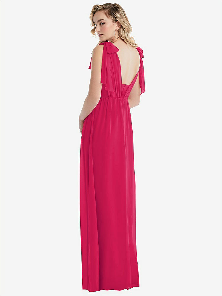 【NEW】【STYLE: TH095】エンパイア ウエスト シャイレッド スカート コンバーチブル サッシ ネクタイ マキシ ドレス【COLOR: Vivid Pink】【SIZE: 00-30W】