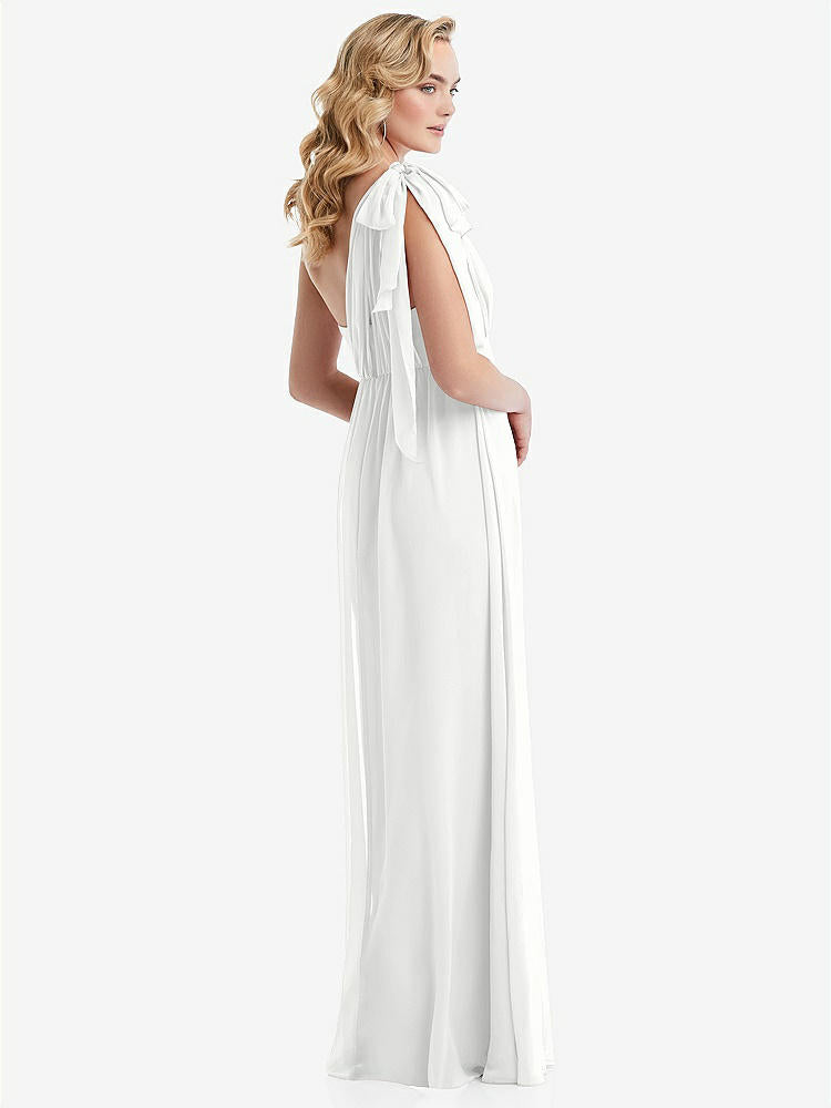 【NEW】【STYLE: TH095】エンパイア ウエスト シャイレッド スカート コンバーチブル サッシ ネクタイ マキシ ドレス【COLOR: White】【SIZE: 00-30W】