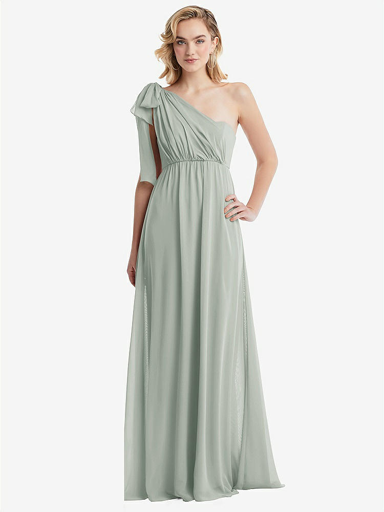 【STYLE: TH095】Empire Waist Shirred Skirt Convertible Sash Tie Maxi Dress【COLOR: Willow Green】