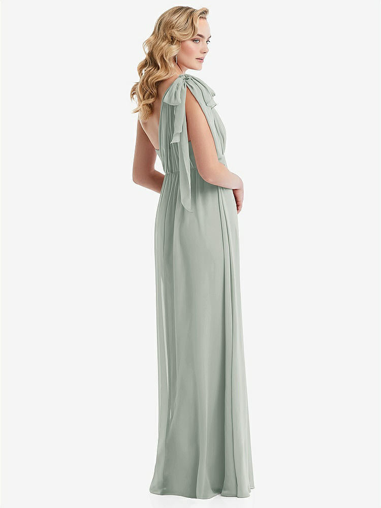 【STYLE: TH095】Empire Waist Shirred Skirt Convertible Sash Tie Maxi Dress【COLOR: Willow Green】