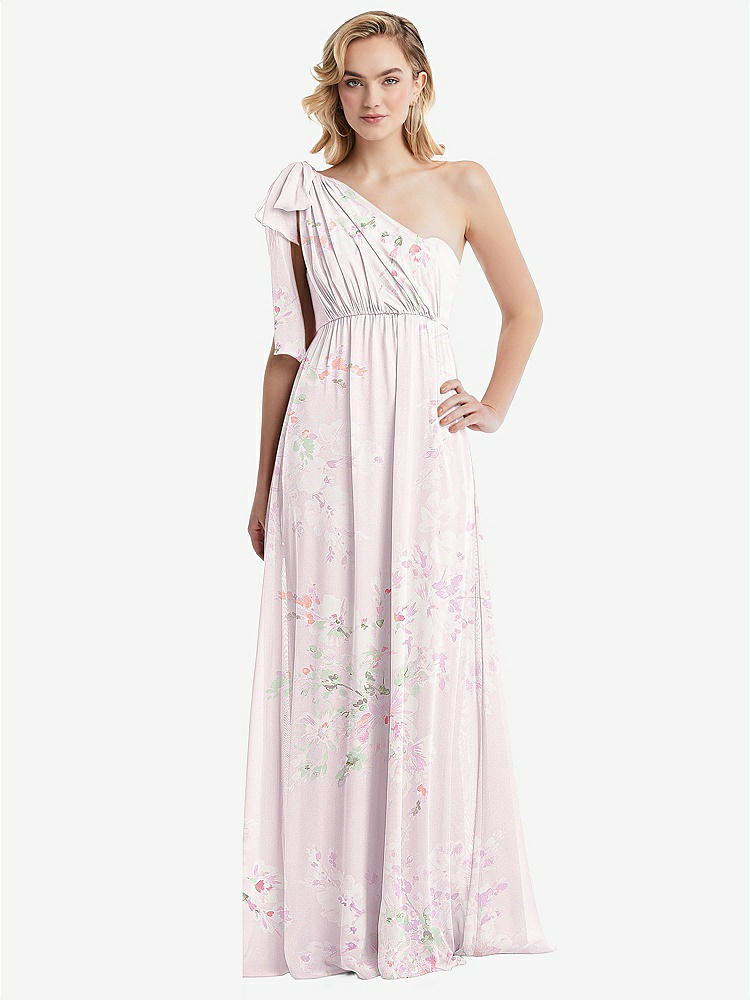 【STYLE: TH095】Empire Waist Shirred Skirt Convertible Sash Tie Maxi Dress【COLOR: Watercolor Print】