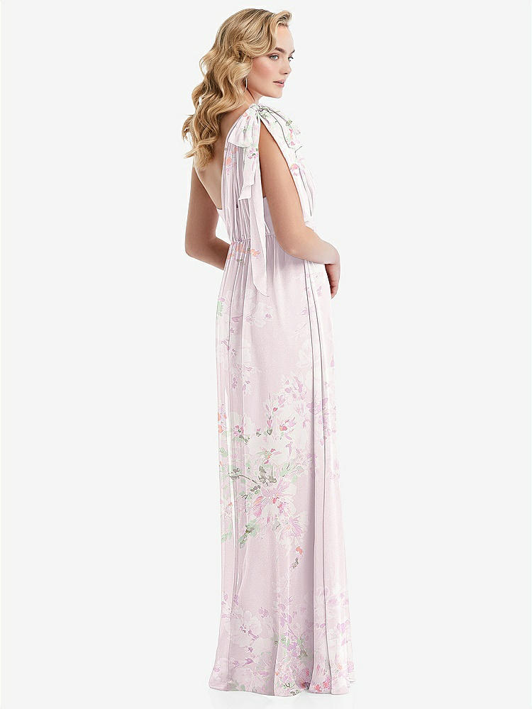 【STYLE: TH095】Empire Waist Shirred Skirt Convertible Sash Tie Maxi Dress【COLOR: Watercolor Print】