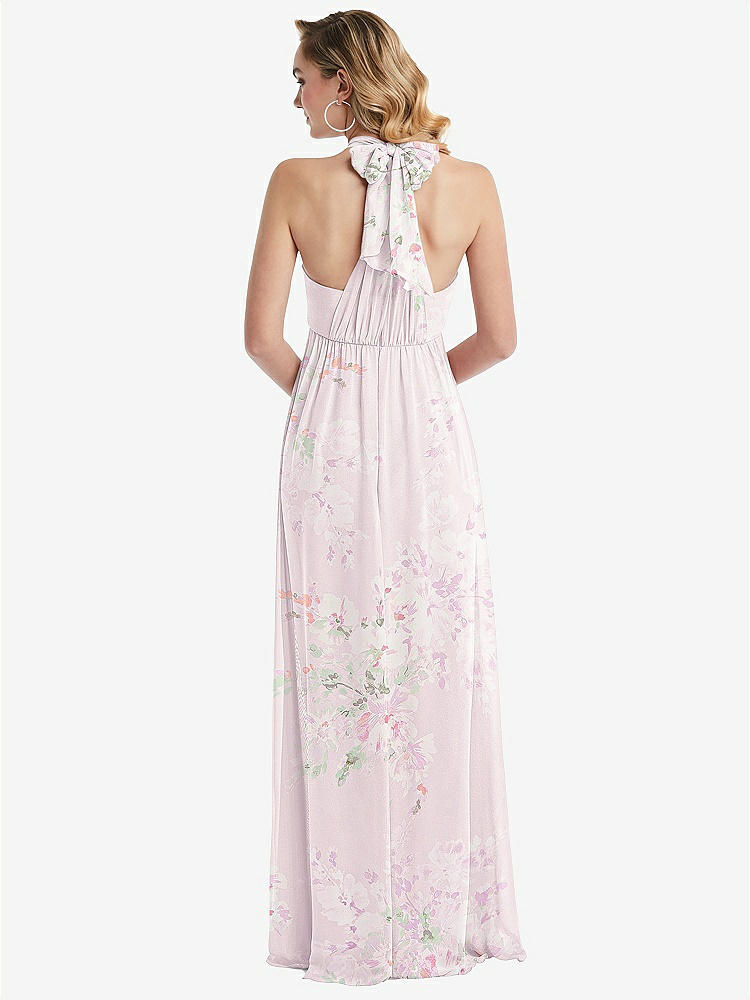 【STYLE: TH095】Empire Waist Shirred Skirt Convertible Sash Tie Maxi Dress【COLOR: Watercolor Print】