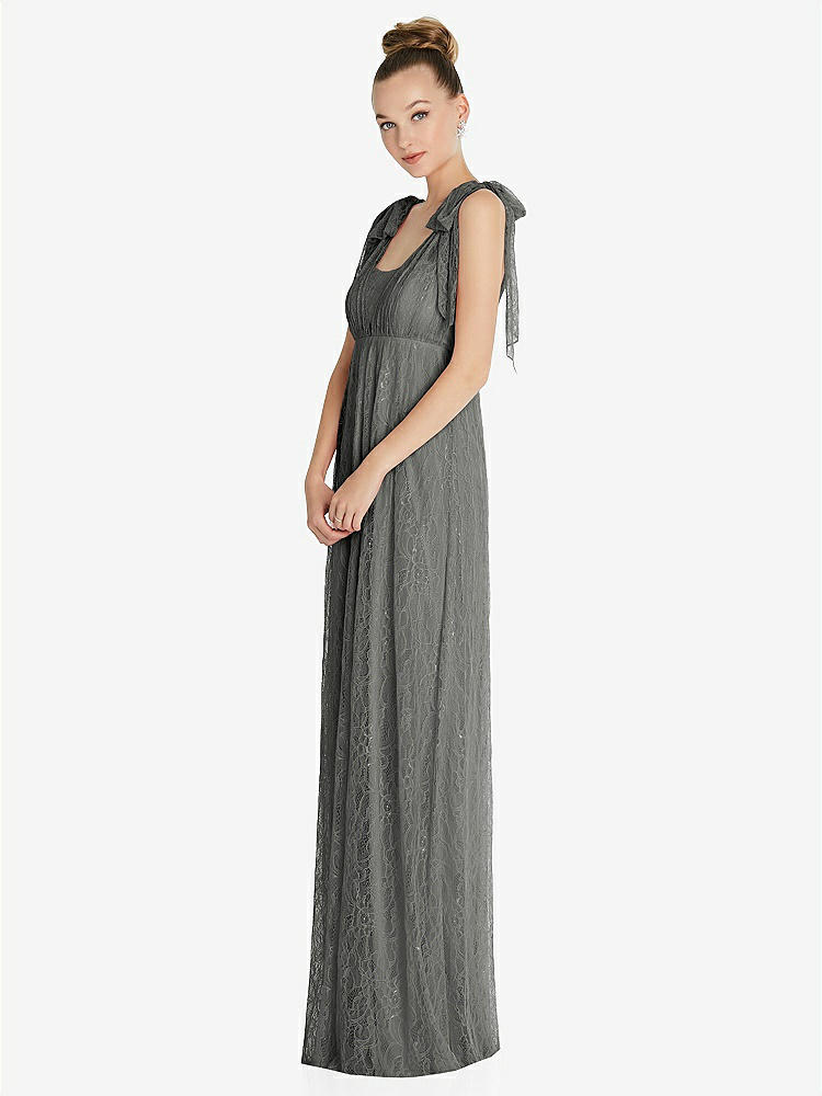 【STYLE: TH096】Empire Waist Convertible Sash Tie Lace Maxi Dress【COLOR: Charcoal Gray】