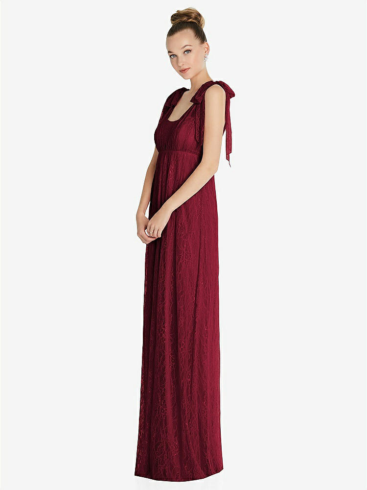【STYLE: TH096】Empire Waist Convertible Sash Tie Lace Maxi Dress【COLOR: Burgundy】