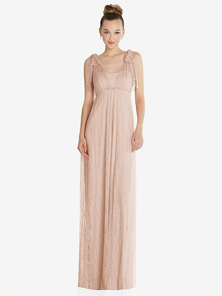 【STYLE: TH096】Empire Waist Convertible Sash Tie Lace Maxi Dress【COLOR: Cameo】