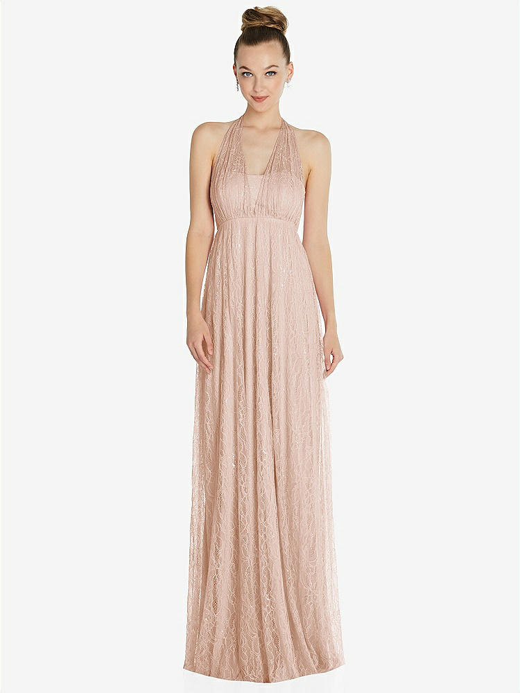 【STYLE: TH096】Empire Waist Convertible Sash Tie Lace Maxi Dress【COLOR: Cameo】