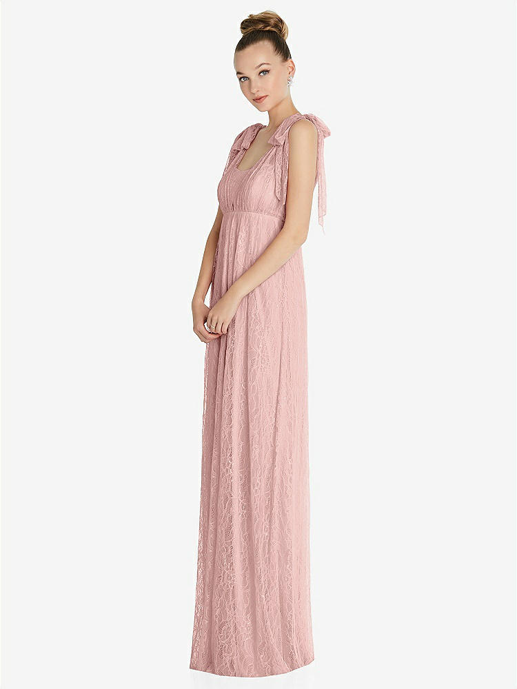 【STYLE: TH096】Empire Waist Convertible Sash Tie Lace Maxi Dress【COLOR: Rose - PANTONE Rose Quartz】