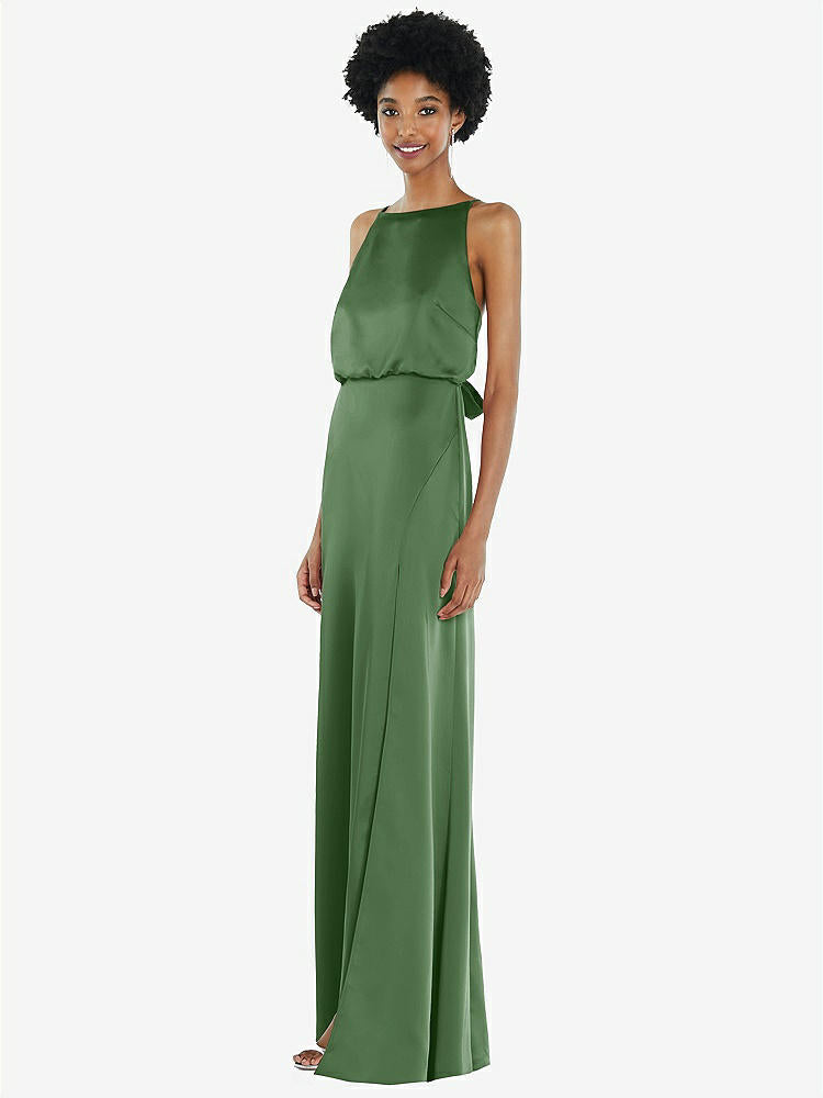 【NEW】【STYLE: 8218】ハイネック 低 ネクタイバック マキシ ドレス 調整可能 ストラップ【COLOR: Vineyard Green】【SIZE: 00-30W】