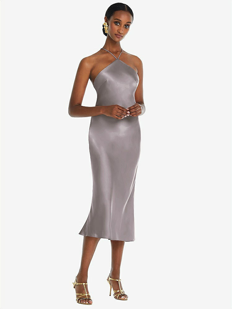 【NEW】【STYLE: LB040】ダイヤモンド ホルター バイアス MIDI スリップ ドレス コンバーチブル ストラップ【COLOR: Cashmere Gray】【SIZE: 00-30W】