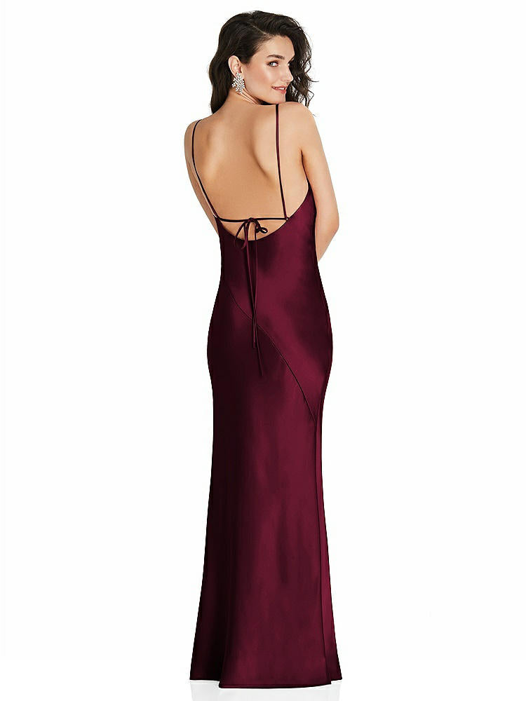 【NEW】【STYLE: 6854】Vネック コンバーチブル ストラップ バイアス スリップ ドレス 前面 スリット【COLOR: Cabernet】【SIZE: 00-30W】
