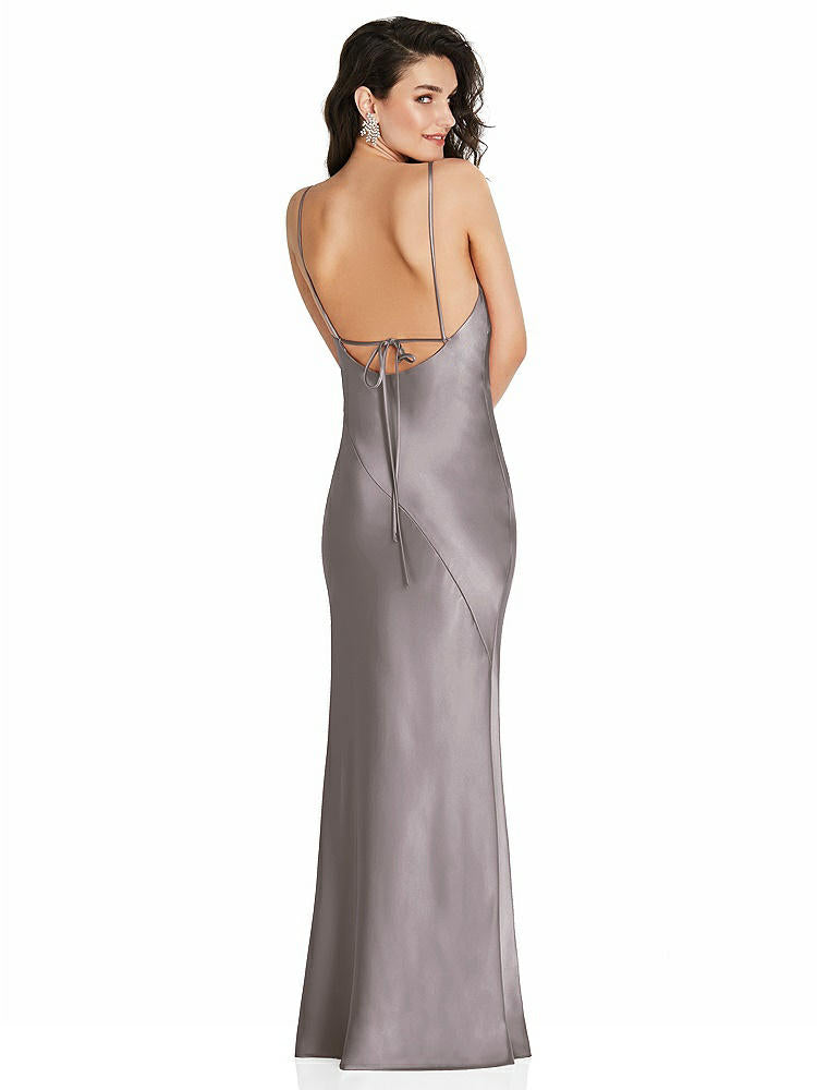 【NEW】【STYLE: 6854】Vネック コンバーチブル ストラップ バイアス スリップ ドレス 前面 スリット【COLOR: Cashmere Gray】【SIZE: 00-30W】