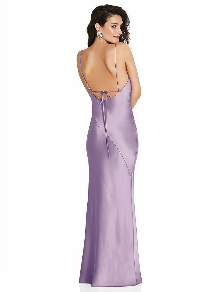 【STYLE: 6854】V-Neck Convertible Strap Bias Slip Dress with Front Slit【COLOR: Pale Purple】