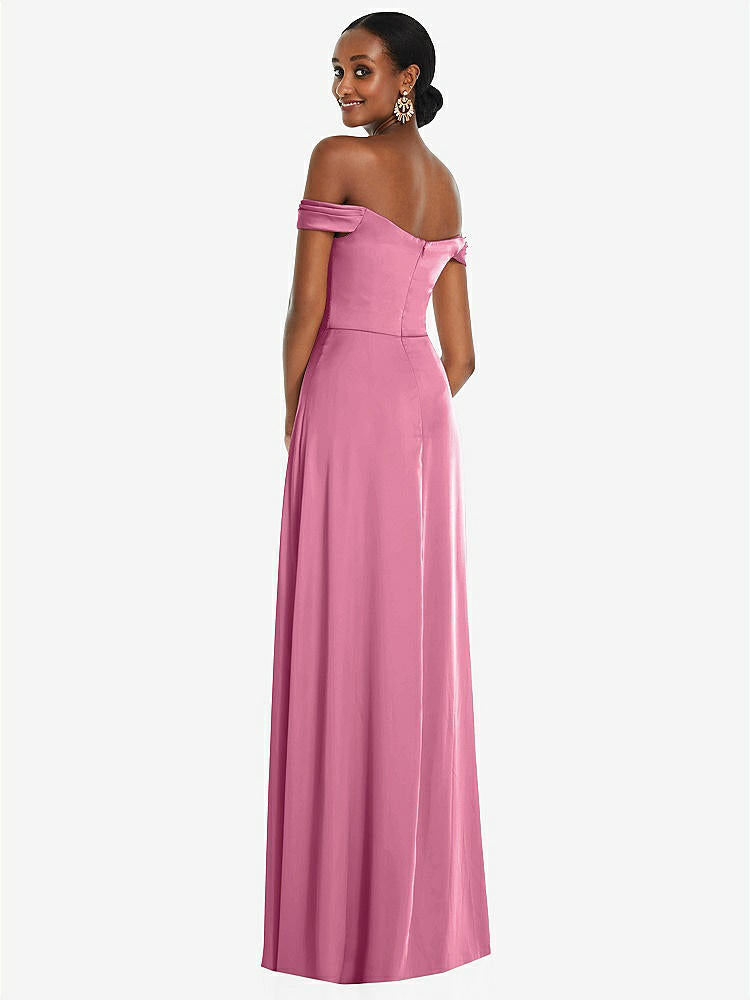 【NEW】【STYLE: 3108】オフショルダー フラウンス 袖 帝国 ウエスト ガウン フロント スリット【COLOR: Orchid Pink】【SIZE: 00-30W】
