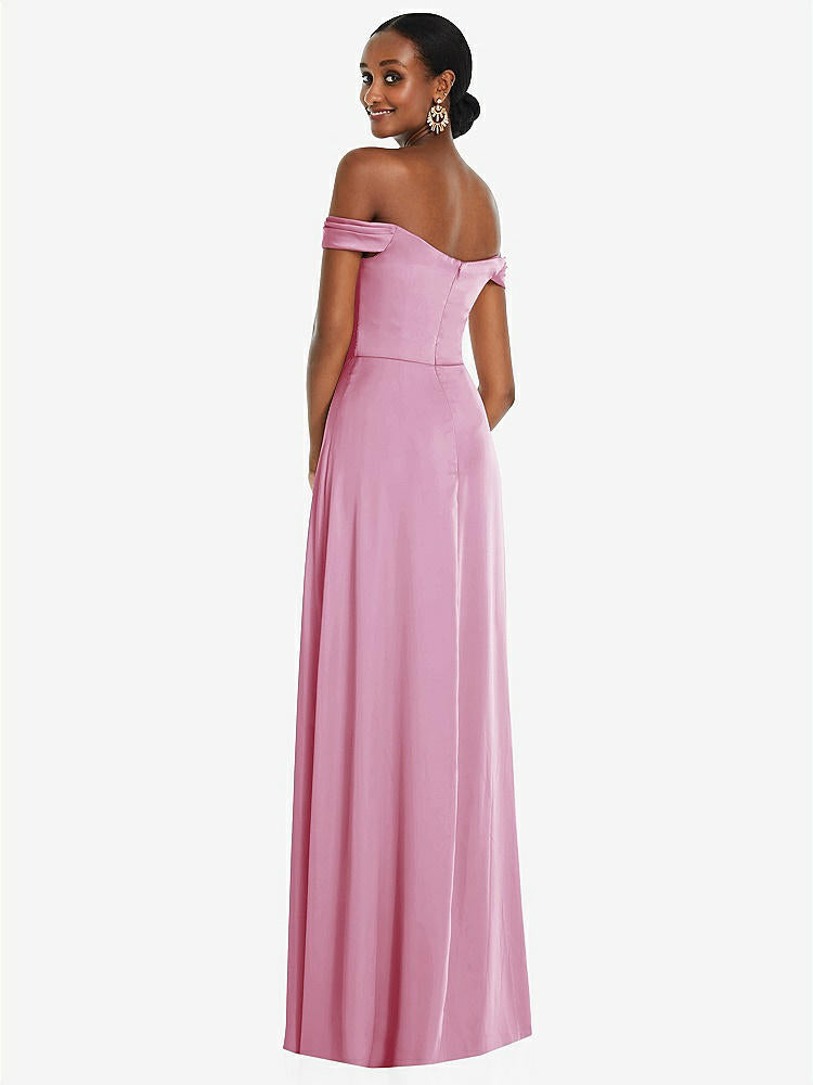 【NEW】【STYLE: 3108】オフショルダー フラウンス 袖 帝国 ウエスト ガウン フロント スリット【COLOR: Powder Pink】【SIZE: 00-30W】